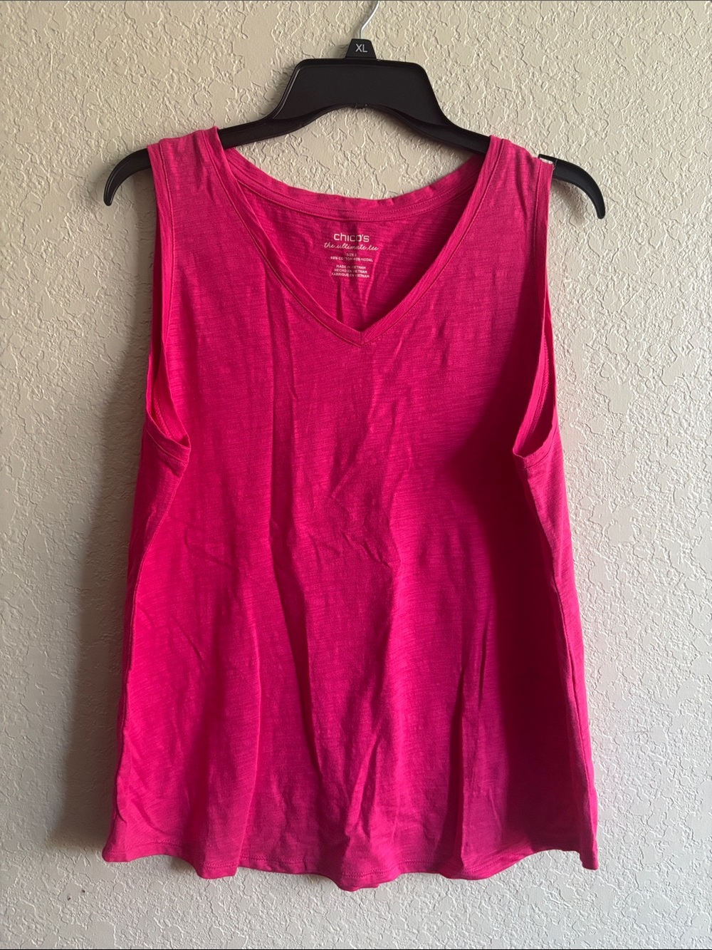 Chico's Sleeveless V-Neck Tank in Bright Pink